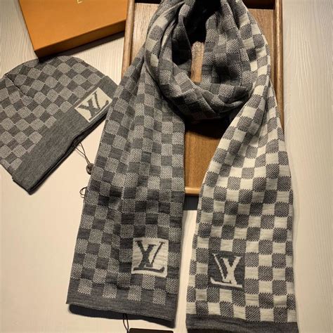 louis vuitton mens hat and scarf set